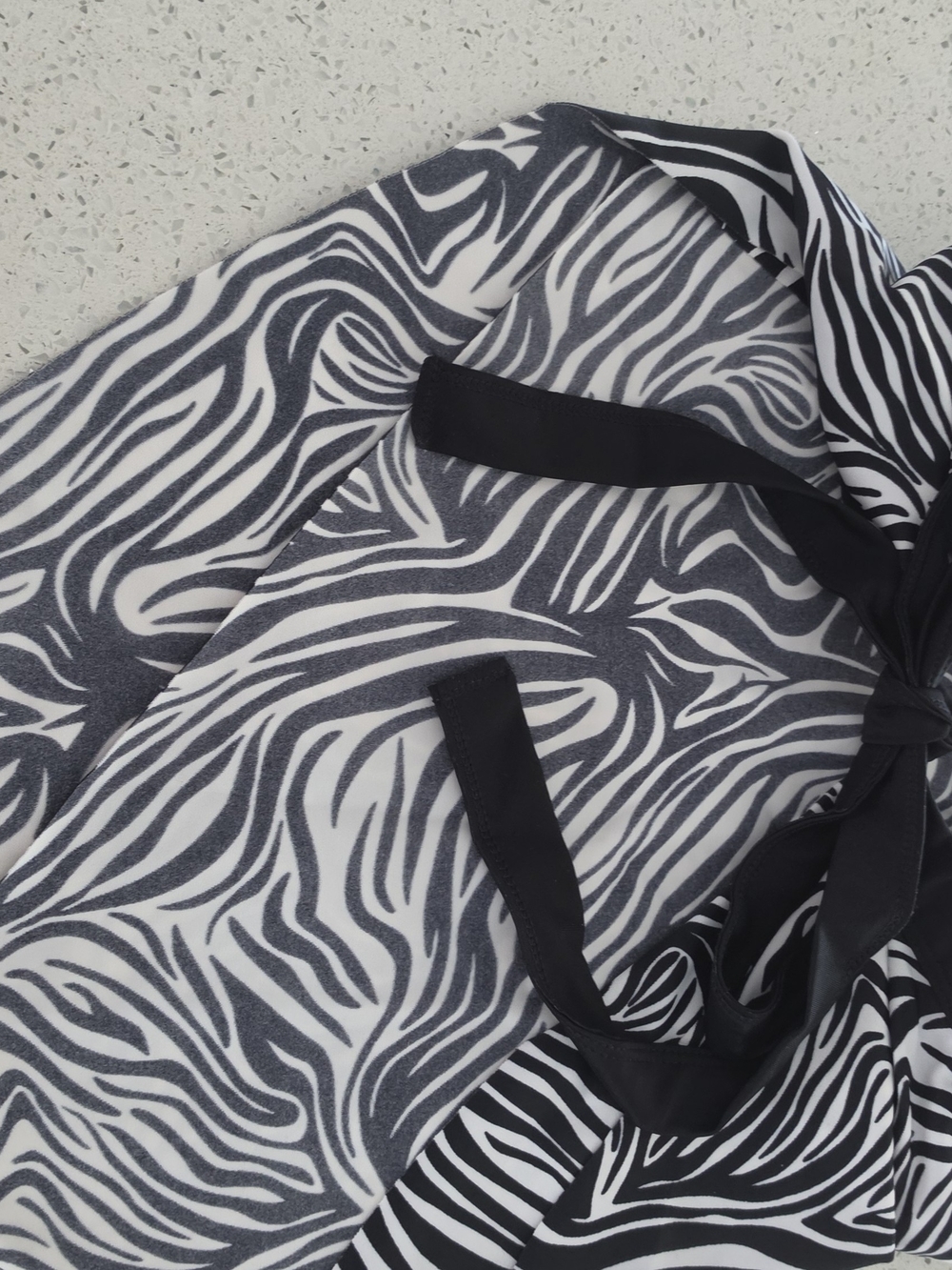 Zebra Swimtop Print Halter Chemise - Black & White M - Picture 9 of 10